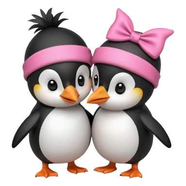 2 pinguini che si danno un bacio.Uno deve avere un fiocchetto rosa in testa ed uno il cappello di luffy di one piece sticker