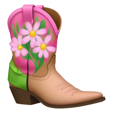 Cowgirl boots with pink and green flowers sticker