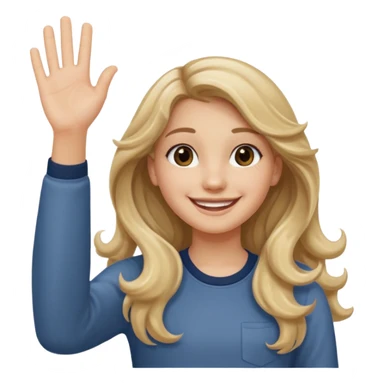 18 year old girl with long wavy dirty blonde hair waving friendly pose sticker