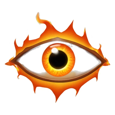 Eye of Sauron, glowing orange iris, surrounded by flames. sticker