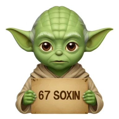 Yoda with the text 67  sticker