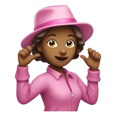 Girl dancing with pink hat on sticker