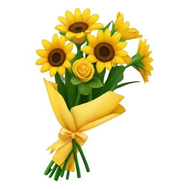 A bouquet of sunflowers, yellow roses, yellow tulips sticker