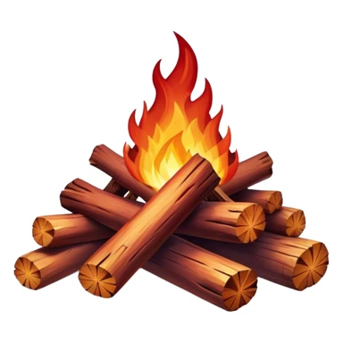 Cinematic Realistic Campfire, a roaring flame crackling atop carefully arranged logs, embers glowing deep red, golden light casting soft flickering shadows, gentle smoke drifting upwards, glowing with warmth and coziness. sticker