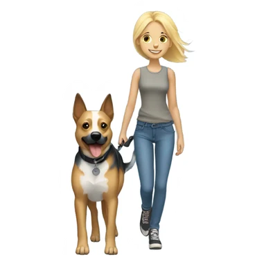 Blonde girl walking a blue heeler sticker
