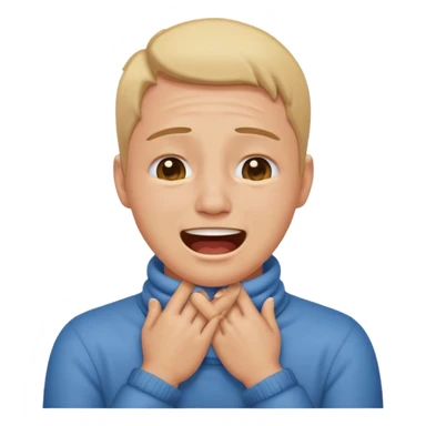 hands holding neck and crying laughing  sticker