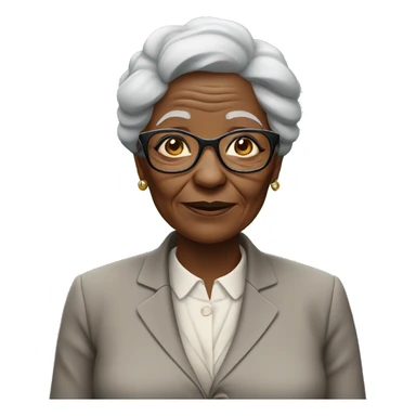 An  elderly  African  woman  with  glasses  and  wrinkles,  dressed  in  a  suit. sticker