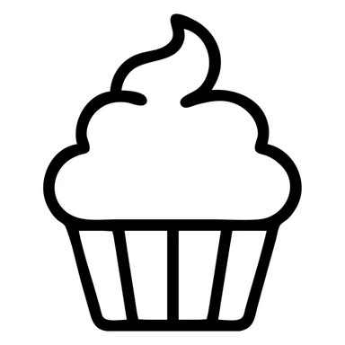 cupcake with pink icing, outlined icon style, minimal sticker