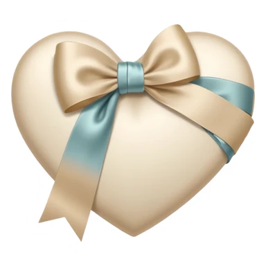 white heart with beige bow, bow on side sticker
