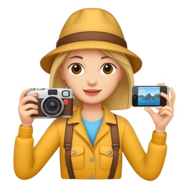 tourist woman holding camera sticker