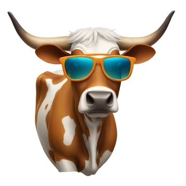 Longhorn cow wearing cool sunglasses  sticker