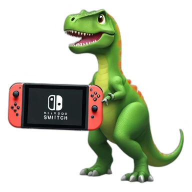 Dinosaur with lizard playing Nintendo switch sticker