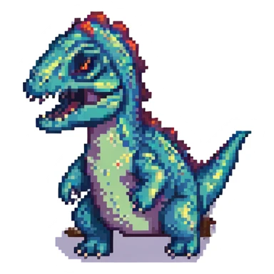 scary dinosaur, pixel art style sticker