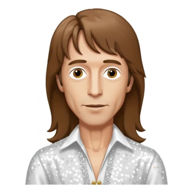 Robin Gibb from Bee Gees with long brown hair, white sequin outfit  sticker