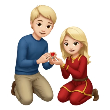 🧎‍♂️‍➡️💍💃 a boy parposing a girl boy on his knee and boy give him ring  sticker