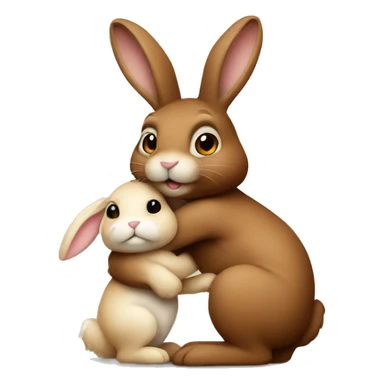 Brown bunny hugging beige bunny sticker