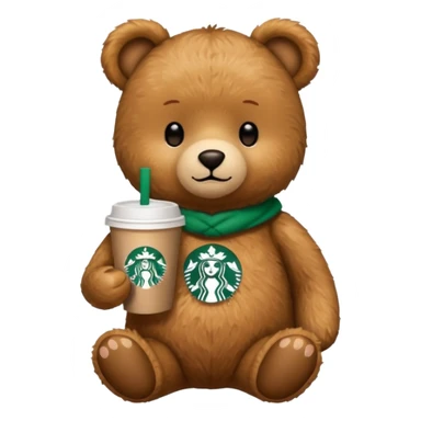 teddy bear with one cup of starbucks coffee sticker