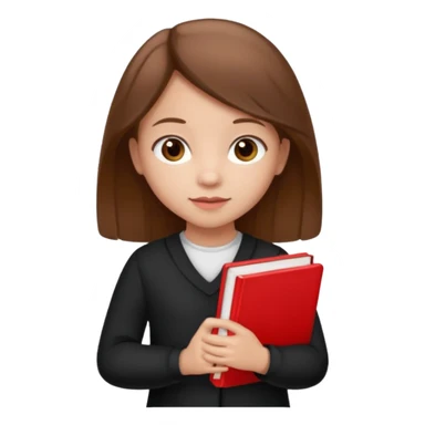 brown braid hair girl kid, student, black gile, red book sticker