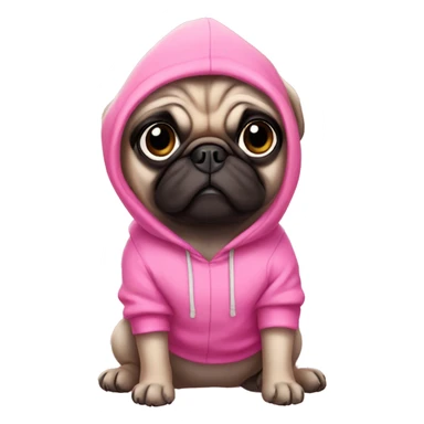 pug wearing pink hoodie  sticker