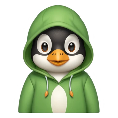 A cute penguin with a frog hoodie sticker
