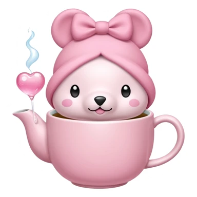 Orsacchiotto con fiocco coquette rosa con un bubbone tea in mano sticker