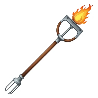 a three pronged pitchfork and a torch sticker