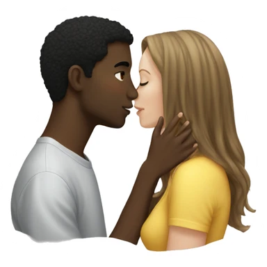 black guy kissing white girl sticker