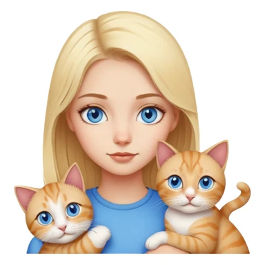 blonde girl with blue eyes with cats sticker