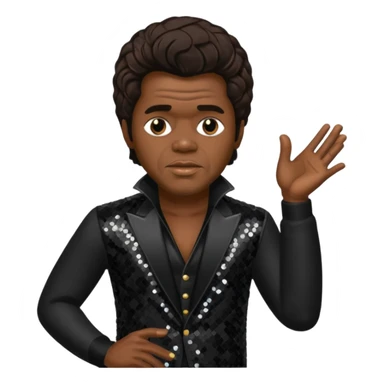 James Brown with dark brown, black sequin outfit sticker
