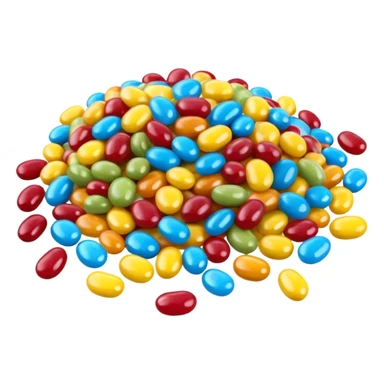 3D render of Jellybean Path, made entirely of dessert materials, glistening sugar crystal texture, pile of multi-colored glossy beans (yellow, blue, red), delicious confectionery aesthetic, Apple emoji style, isolated on white background --v 6.0. sticker