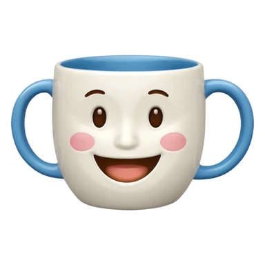 Coffee mug with closed mouth smile sticker