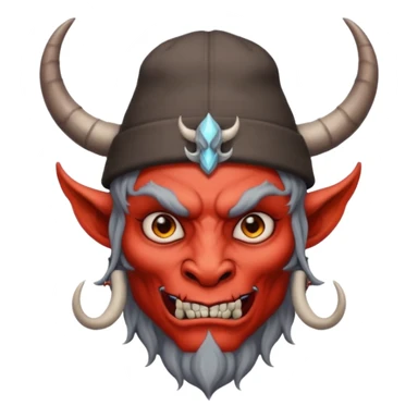 demon with tattoos, hat and horns sticker