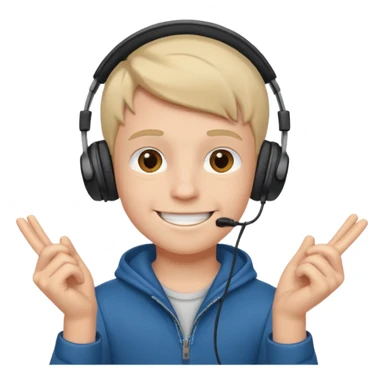 a boy with headphone in his hand not his head sticker