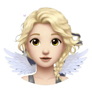 Ethereal galaxy constellation girl blonde hair angel raven wings black wings arrow sticker