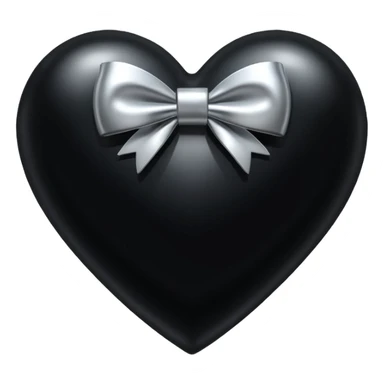 glossy black heart with a silver bow sticker