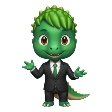 cute dinosaur (like the dinosaur memoji) in business suit sticker