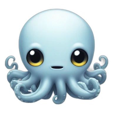 cute white kraken with cute face shy  sticker
