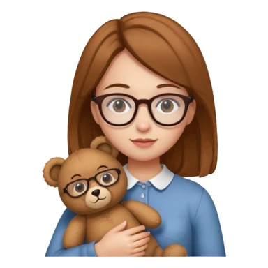  girl with single teddy bear she is wearing glasses sticker