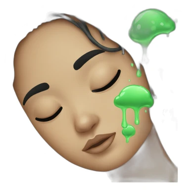 A black straight hair girl sleeping, with a drizzle of slime sticker