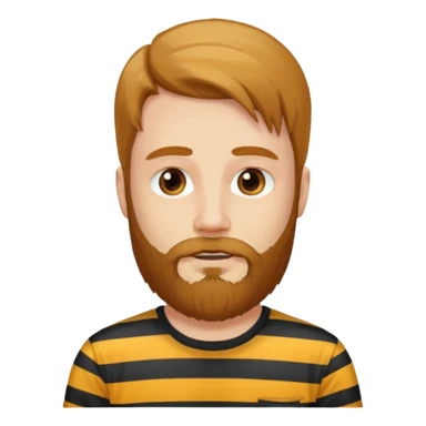 man with long hair and beard wearing vertical striped t-shirt sticker