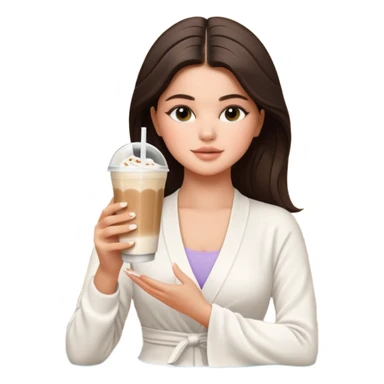Selina Gomez holding an ice latte, doing yoga, traveling. spa, massage, luxury  vibes. Mood: calm, rich, feminine, magnetic. sticker