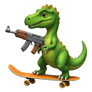 skateboarding dinosaur holding an ak47 sticker
