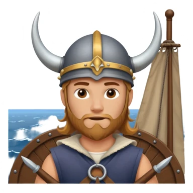 Young viking sailor on ship deck sticker