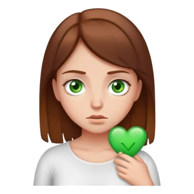 Girl with tummy ache brown hair green eyes sticker