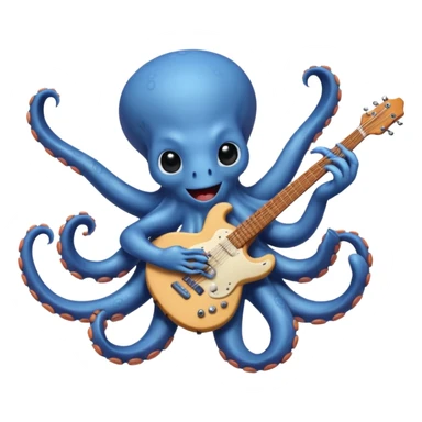 happy octopus with multiple arms playing guitar sticker