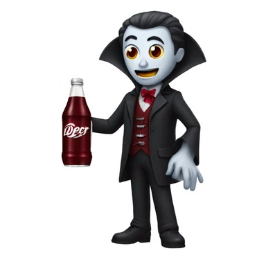 Vampire holding a dr pepper sticker