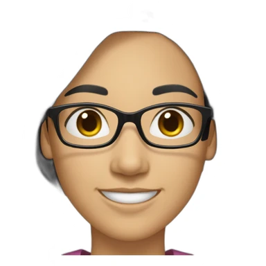 a woman wearing glasses with shoulder-length black hair, white skin, narrow eyes, was smiling sticker