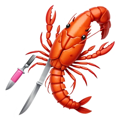 a knife with a pink ribbcrayfish broilon bow sticker