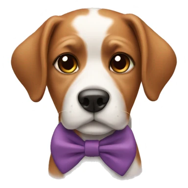 A dog wearing a bow sticker