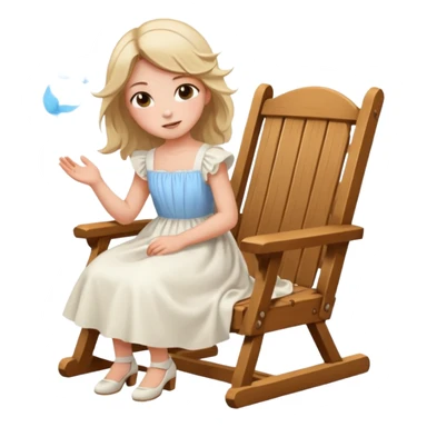 I want a emoji where a girl who is sitting in a chair frock is blow away sticker